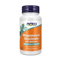 Магний NOW Magnesium Glycinate With Bioperine 60 капс