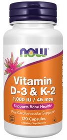 Витамин Д NOW Vitamin D-3 & K-2 1000 IU/ 45 мкг 120 капс